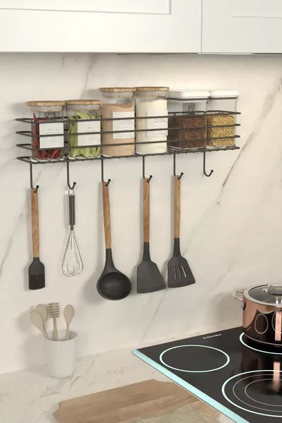 Cm Strap Kitchen Shelf Countertop Organizer Spice Rack with Screws and Adhesive