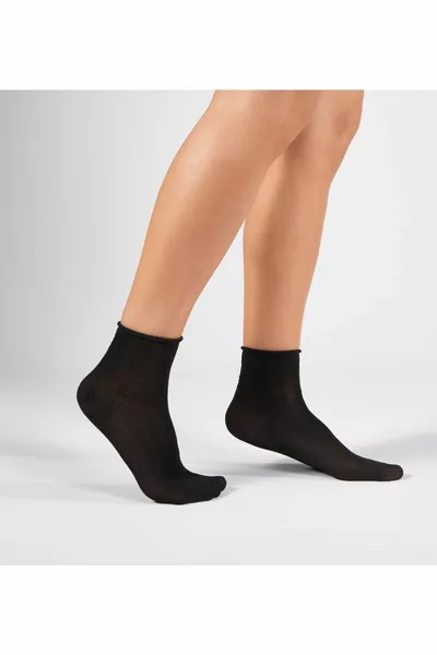 Zwarte Glinsterende Collection Quarter Dames Halve Sokken Zonder Elastiek en Naadloos