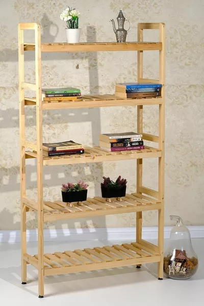 Bienart Houten Boekenkast met 5 Massief Houten Planken