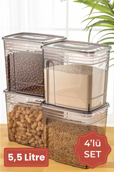 Boîte de conservation alimentaire méga format 4 pièces 5,5 litres Anthracite