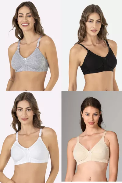 حمالة صدر نسائية من القطن المجمّع 4 قطع 