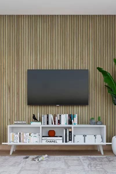 3-Door TV Unit  Cm TV Stand Glossy White