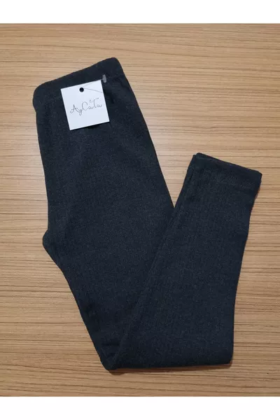 Unisex Gerippte Fleecegefütterte Kinderleggings mit Pelz innen, Rauchgrau,  Jahre