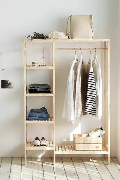 Mira Appendiabiti in Legno con Piedi Appendini Multifunzionali per Armadio Guardaroba Cm