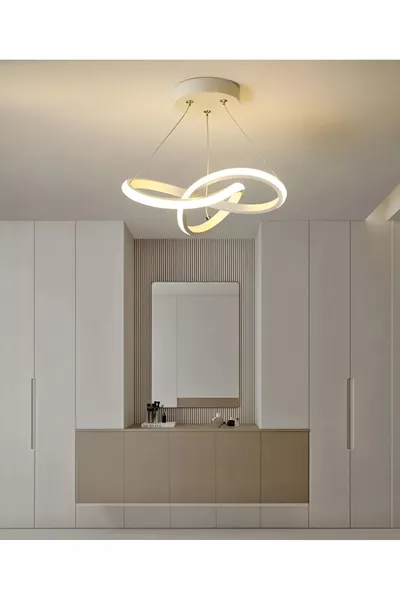 Modern Design Boomerang Pendant Power LED Chandelier for Hall, Entrance, Kitchen, Living Room, White Body