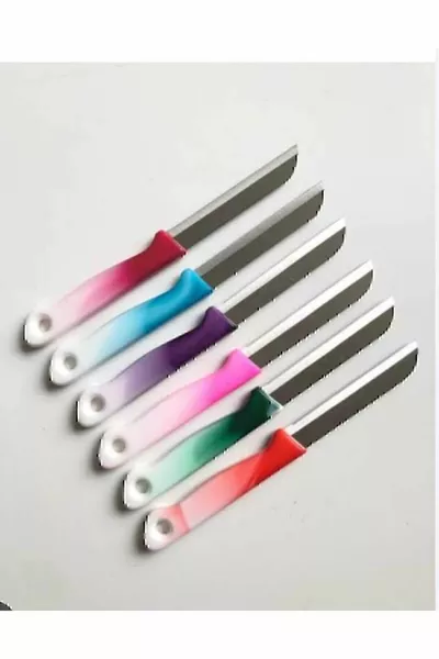 Set of 6 Colorful Serrated Fruit and Vegetable Knives