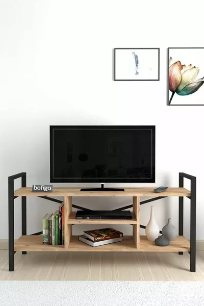 TV Stand with Shelves TV Unit Television Stand Pine