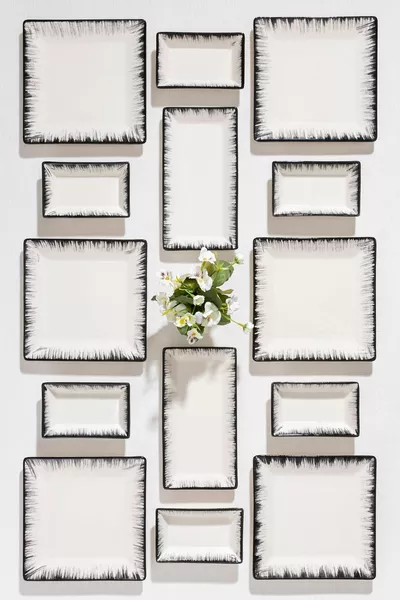 Сет за закуска 6 части за 6 души, черен с ръчна декорация