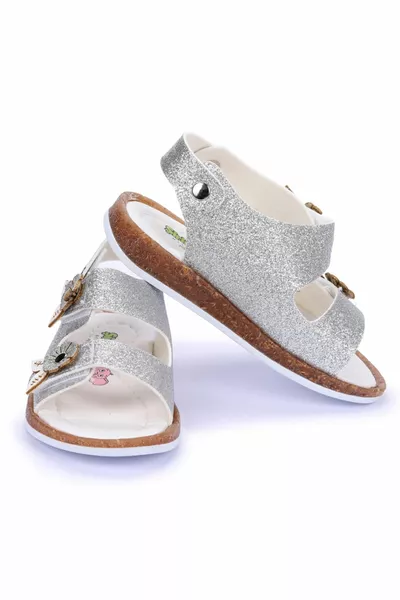 Mädchen Ortho Pedik Sandalen Hausschuhe Kiko Kids SB  Silber