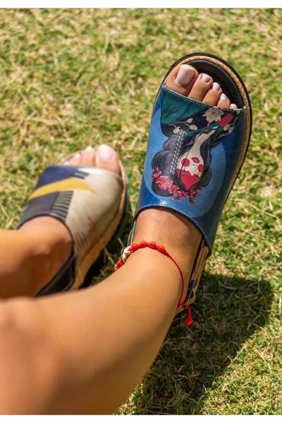 Sandali da donna in pelle vegana multicolore con suola spessa - Dai vita ai tuoi colori