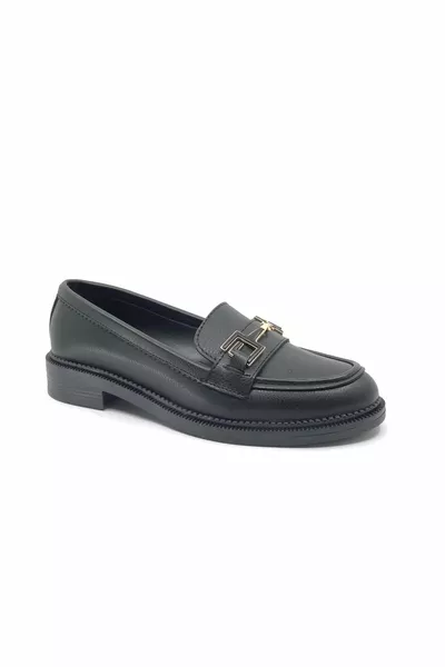 Feles Buckle Detailed Loafer Dames Ballerina's ZWART