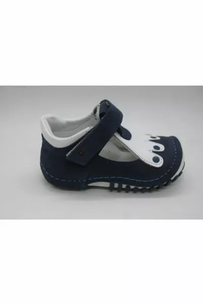 Unisex Kids Navy Blue Leather Orthopedic First Step Shoes 