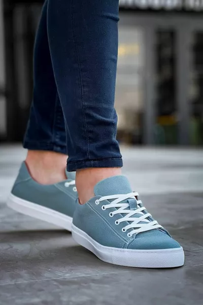 Bleu bébé en daim à semelle haute à lacets Chaussures décontractées pour hommes