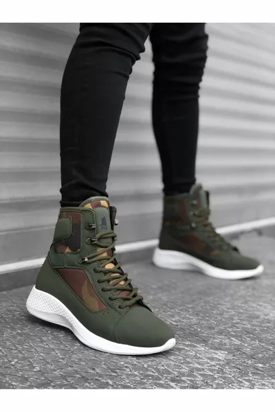 Tugerdi à lacets Kaki Camouflage Daim Short Boxer Unisexe Sport Postal Bottes 