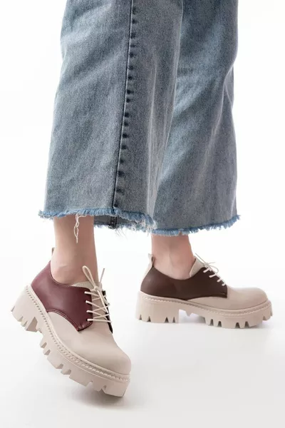  Beige Garni Schnürschuhe Casual Loafer Schuhe mit hoher Sohle