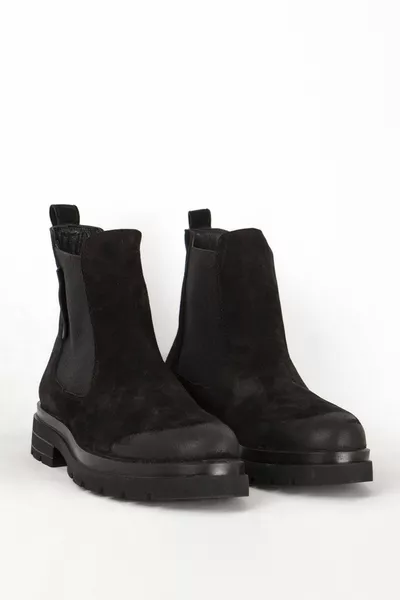 Stivali Chelsea Casual Uomo Suola Alta Vera Pelle Hj  m Nero