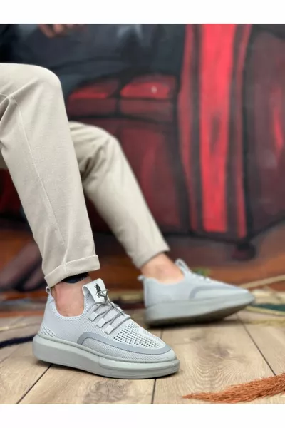 Benutzerdefinierte gestrickte Strickmode Stil graue Farbe Turnschuhe