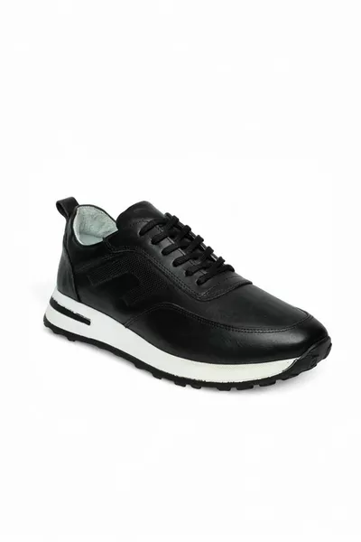 Herren Casual Schuhe aus echtem Leder SCHWARZ