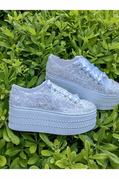 أحذية الزفاف 7 سنتيمتر بريق الدانتيل المطرزة بريق مريح للغاية أحذية الزفاف