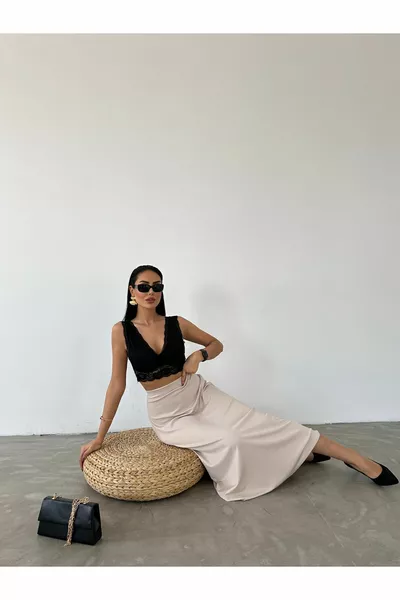 Elasticated Waist Scuba Flared Skirt