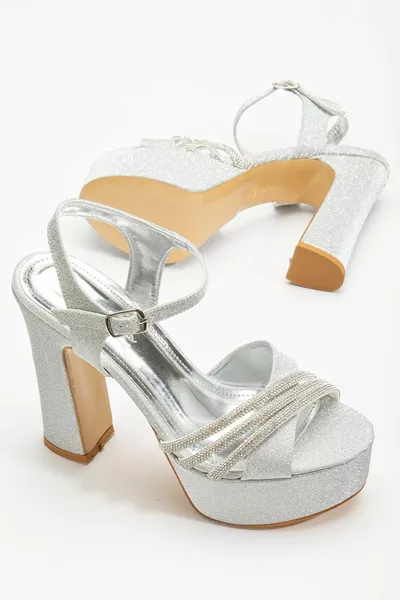 Luciana Дамски токчета на платформа Каменни детайлни вечерни рокли