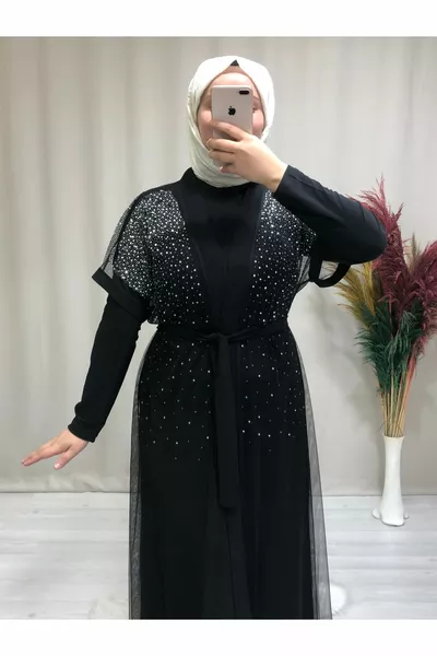 Women's hijab oversized underwear stone abaya dress