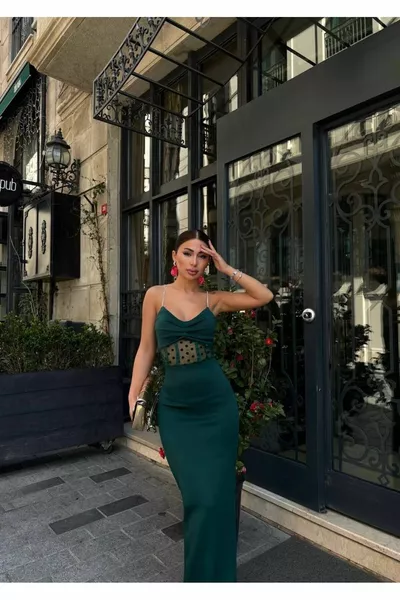 فساتين سهرة السمك الأخضر الزمرد