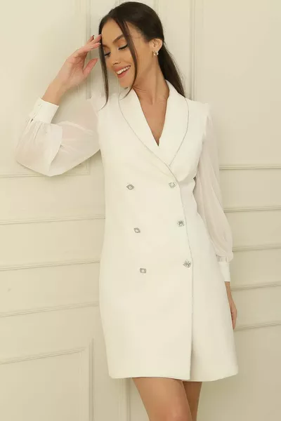 مزدوج الصدر طوق الشيفون زر الجبهة زر اصطف كريب واسعة الحجم مجموعة اللباس