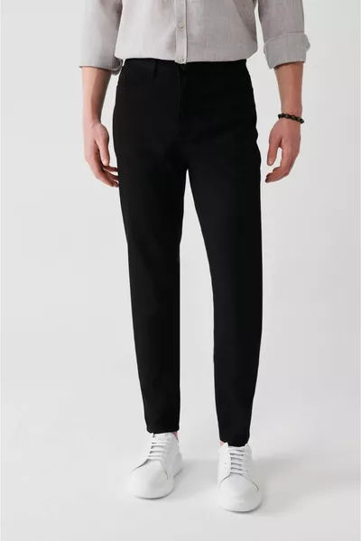 Schwarze flexible 5-Pocket-Canvas-Hose für Herren 
