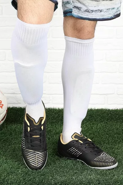  Herren Schwarz Gelb Gemusterte Kunstrasen-Grasschuhe