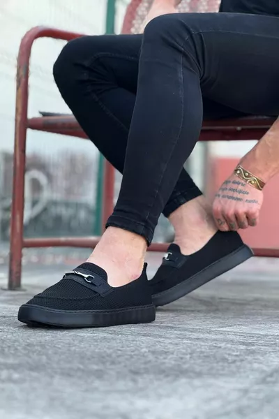  Charcoal Knitwear Ballet Flats Men's Casual Shoes