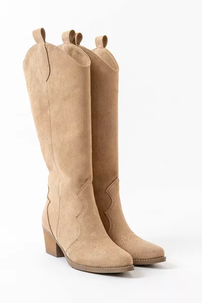 المرأة الجمل من جلد الغزال مطرزة رعاة البقر أحذية طويلة