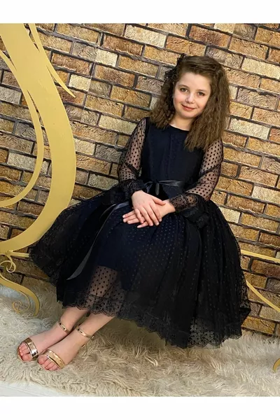 فساتين السهرة أطفال الأميرة نموذج أسود فساتين سهرة الاطفال 