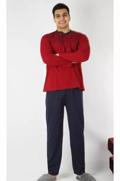 طقم بيجامة ٪ قطن 3 أزرار للرجال