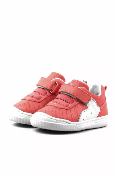 Pup en cuir véritable Velcro rouge élastique premier pas bébé chaussures