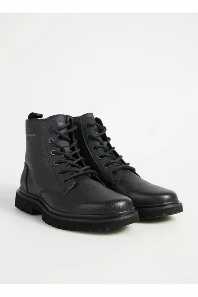 أحذية رجالية جلدية سوداء إيفا ميد دانتيل بوت LTH