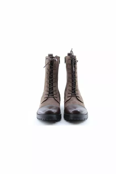 جلد طبيعي وأحذية نسائية من جلد الغزال من النوع البريدي البني المصنوع يدويا