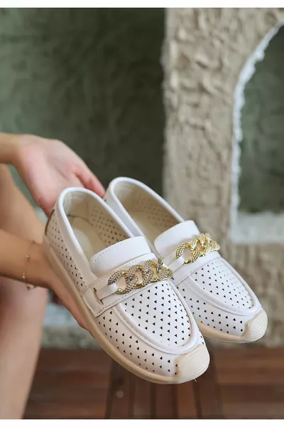 Tawin White Skin Ballet Flats