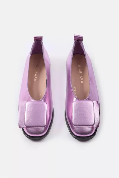 Ballerines Rilinda en cuir véritable violet pour femmes