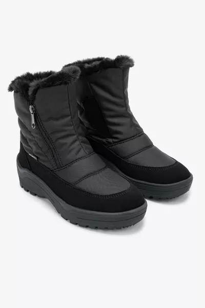 Effetre المرأة من الجلد الأسود والنسيج أحذية الثلج