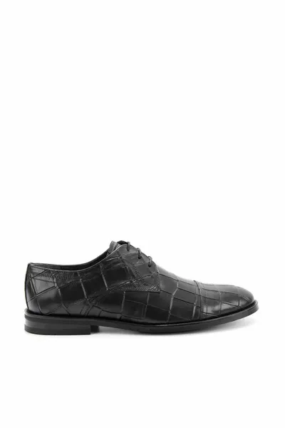 Chaussures classiques pour hommes en cuir véritable Croco noir 