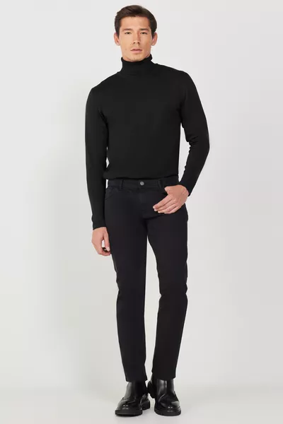 Herren Schwarz  Grad In Alle Richtungen Dehnbare Slim Fit Enganliegende Baumwollhosen Bequeme Elastische Hose