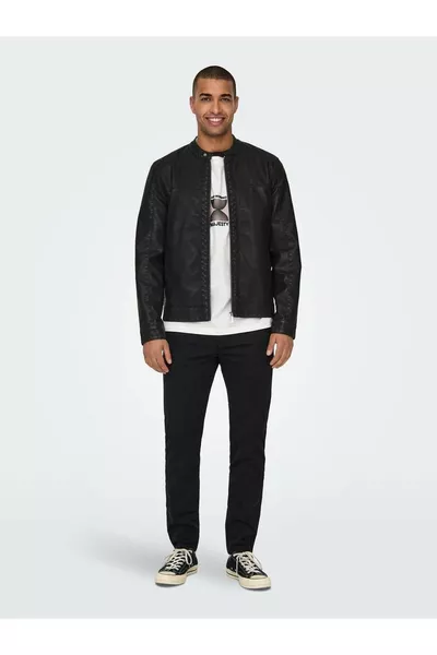 جاكيت جلد رجالي أسود blk