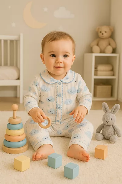 Пингвин Унисекс Бебешки Син Комплект