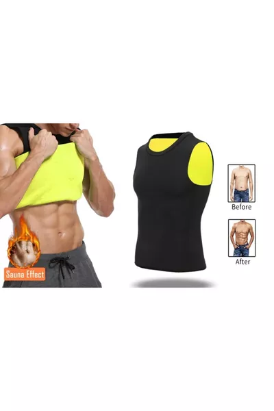 % Real Natural Neoprene Men's Thermal Sweat Sauna Tank Top Corset Fitness Men's Tank