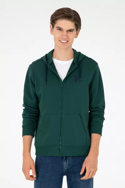 Heren Donkergroene Gebreide Cardigan 