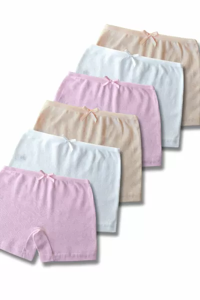 % Cotton Girls' Jacquard Air-Conditioned Boxer Panties 6-Piece Set