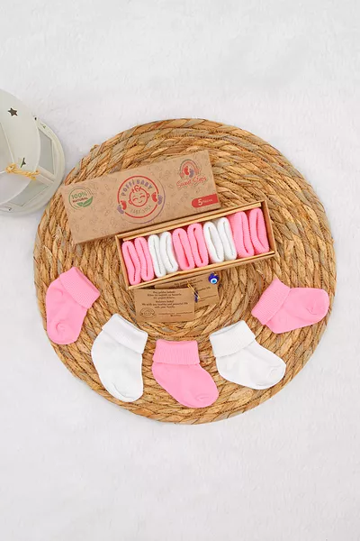 Chaussettes pour bébés nouveau-nés premium en coton biologique unisexes, ensemble de 5 boîtes