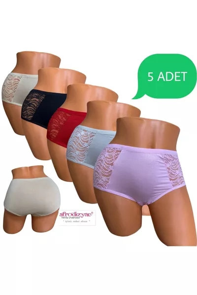 5-Pack High-Waist Bamboo Briefs with Lace Detail (EXTRA SOFT AND STRETCHY)