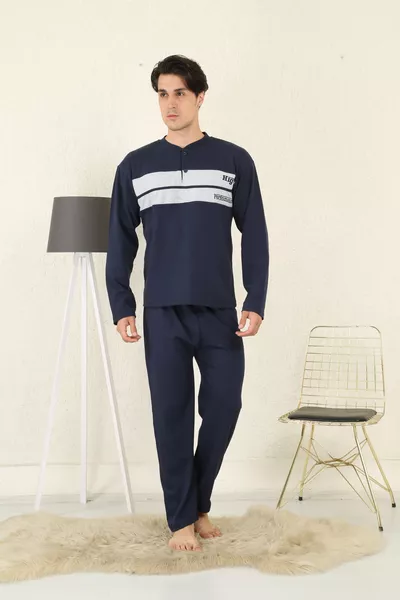 طقم بيجامة رجالي كبير الحجم مصنوعة من القطن النقي % موديل سوبرم 